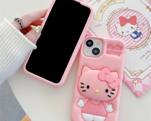 Hello Kitty Pink Bow: 3D Silicone Case – Cartoon Collection
