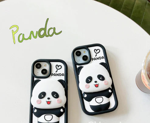 Blush Panda Mirror iPhone Case (With Built-in Stand)