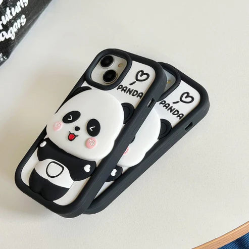 Blush Panda Mirror iPhone Case (With Built-in Stand)