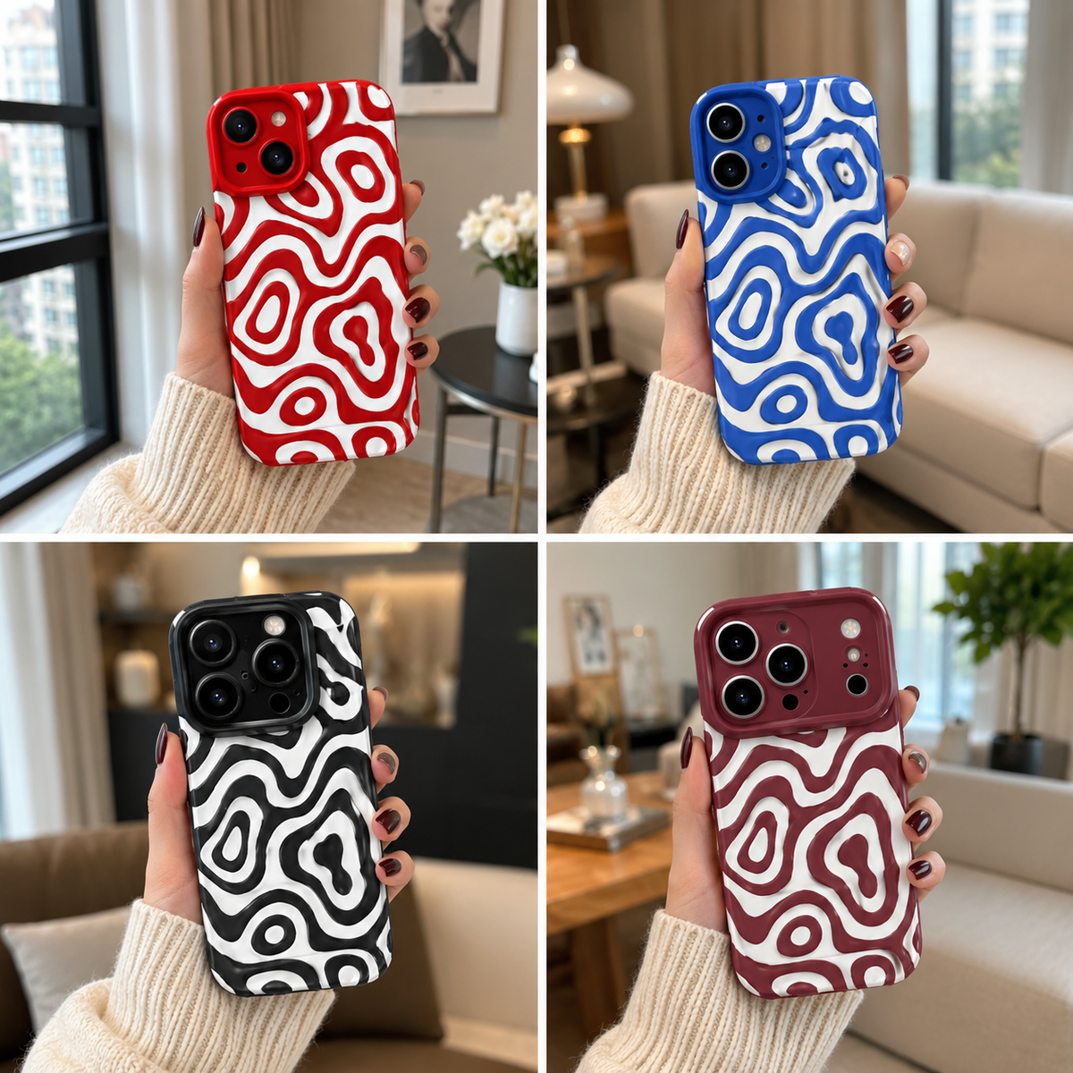✨ Retro Wave Swirl | Premium Designer iPhone Cover