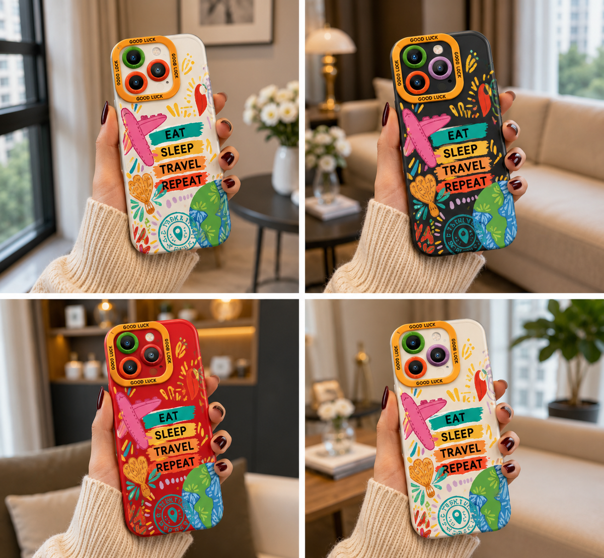 ✨ Jetsetters Vibe Eat Sleep Travel | Premium Designer iPhone Cover