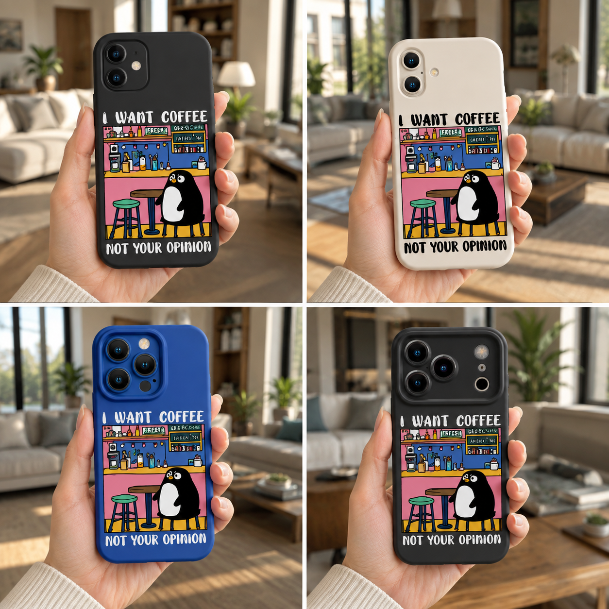 ✨ Penguin Cafe Vibes | Premium Designer iPhone Cover