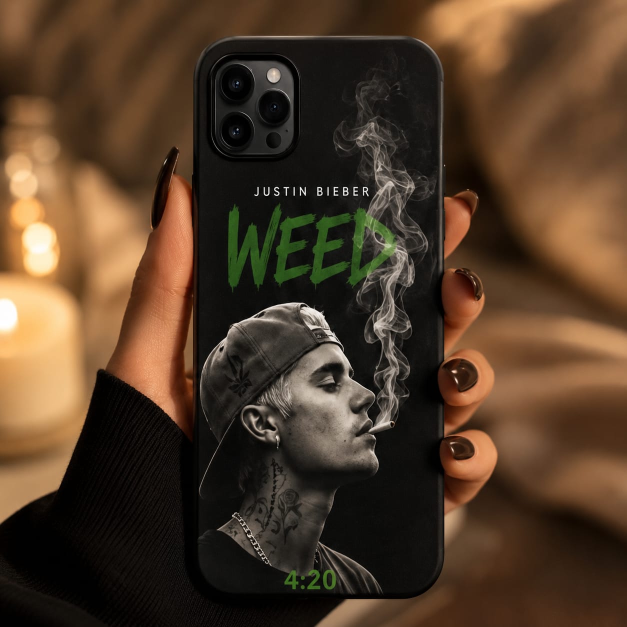 Purple Aesthetic Weed Printed Phone Cover