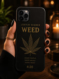 Black White Weed Portrait Printed Phone Cover
