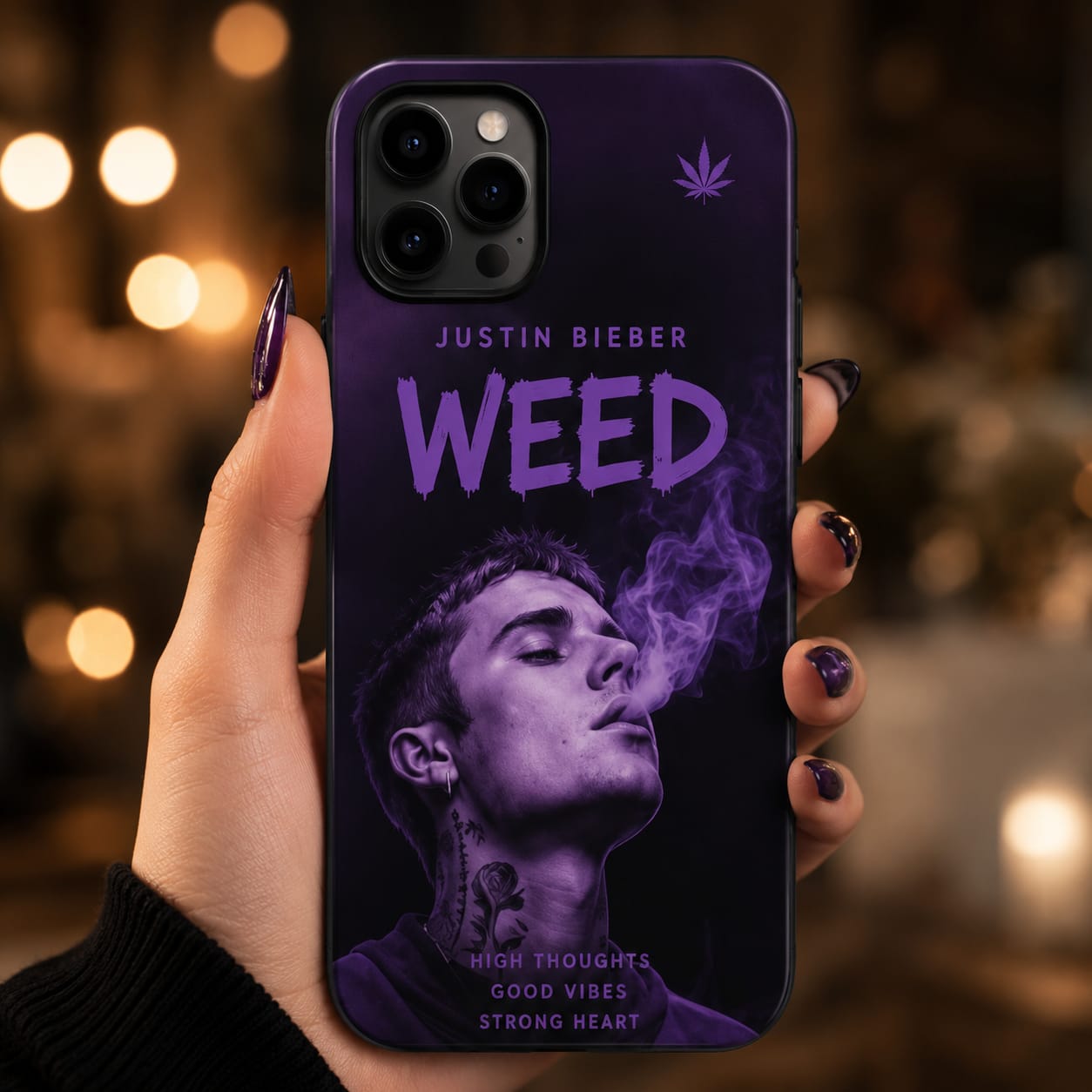 Purple Weed Smoke Printed Phone Cover