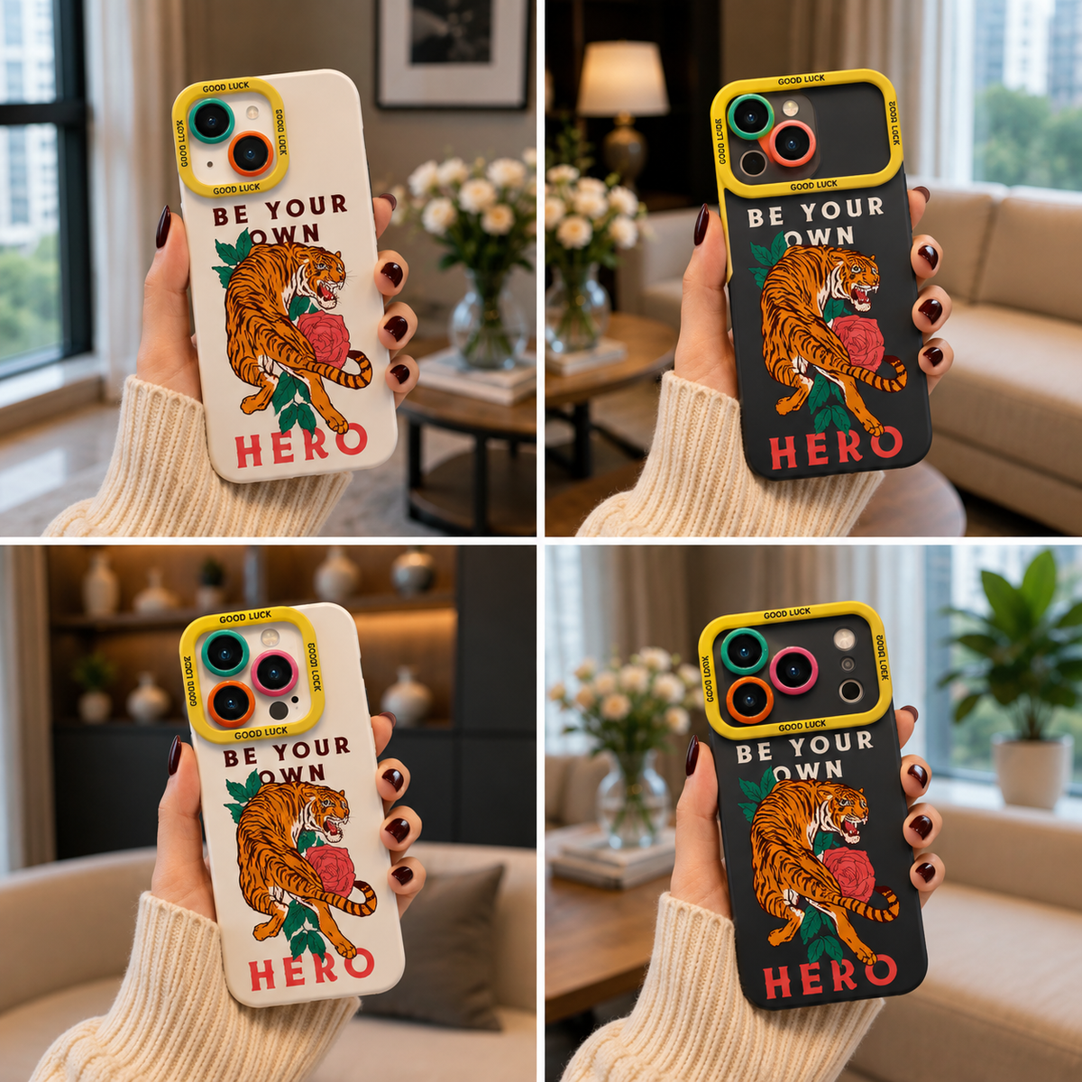 ✨ Tiger and Rose Design | Premium Designer iPhone Cover