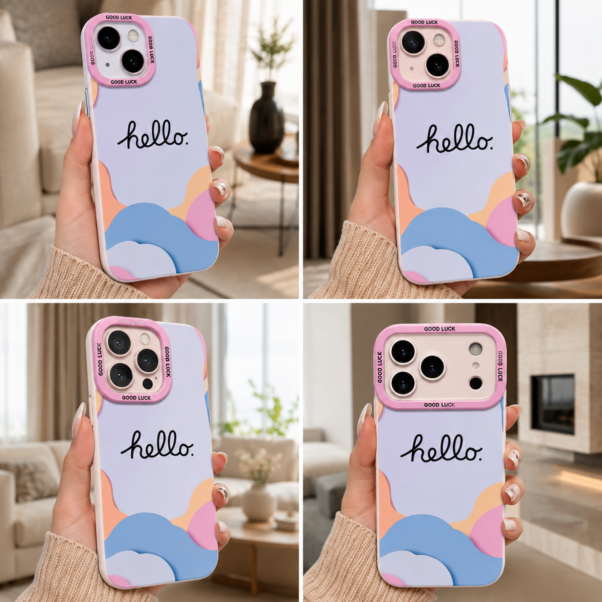 ✨ Pastel Waves & Hello Charm | Premium Designer iPhone Cover