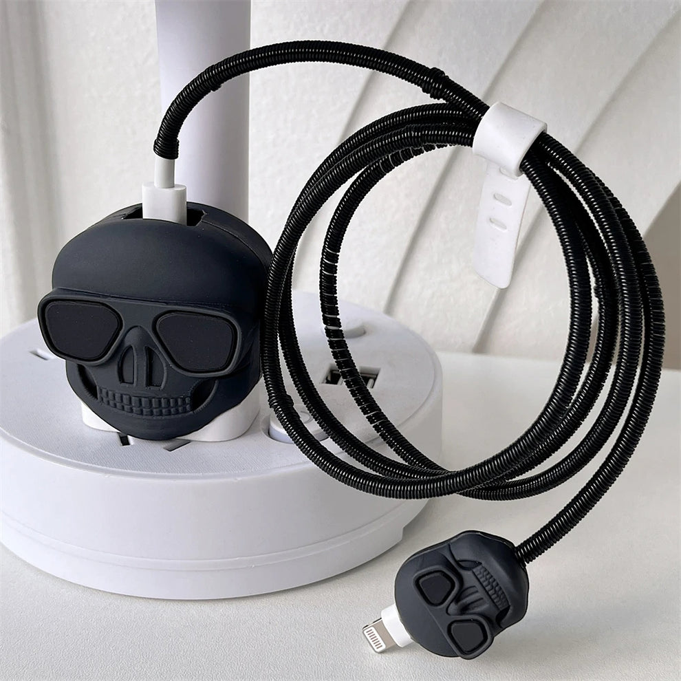 Iphone Charger Case Cover - Drip Skull - 4 Piece Set (With Wire Protector)